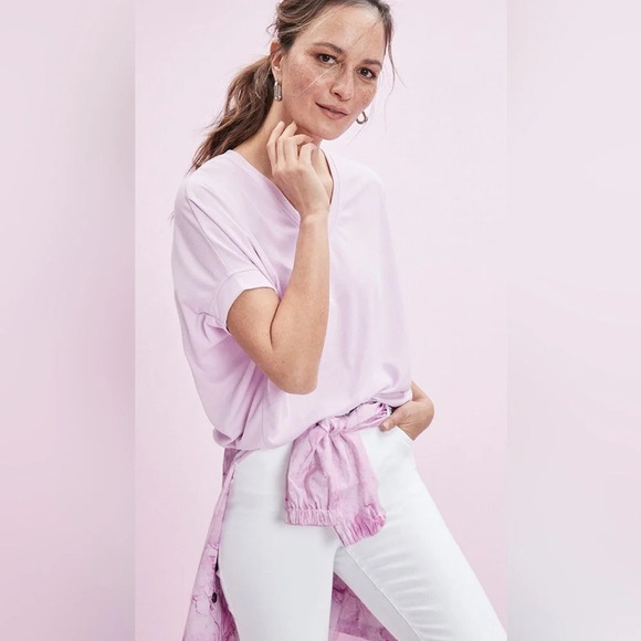 Chico’s lavender Sandwashed Wedge Tee - Picture 1 of 16